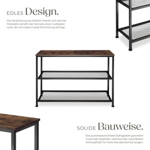 Tectake Konsolentisch Bristol im Industrial Style mit Holzplatte und Stahlgestell.
