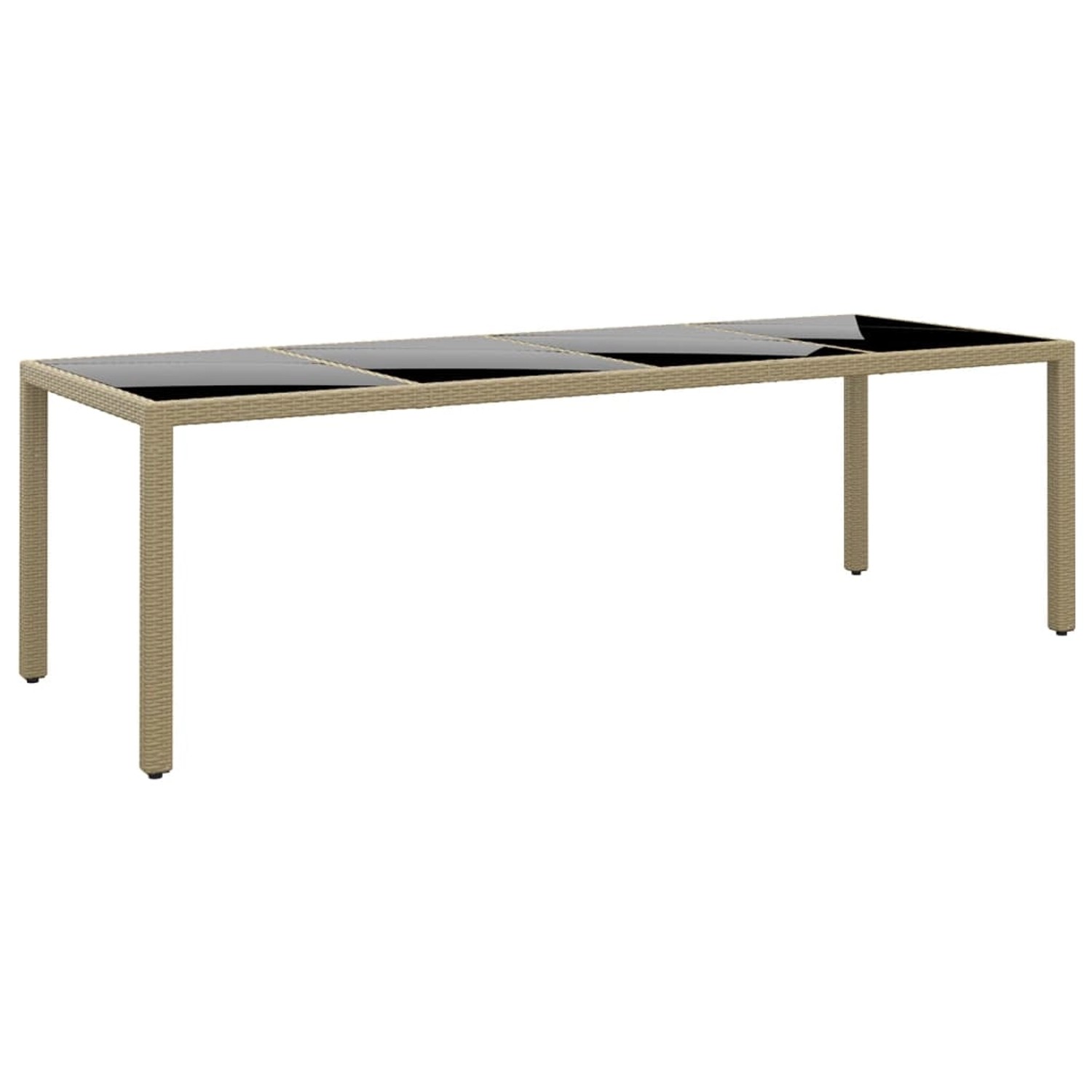 vidaXL Gartentisch mit Glasplatte Beige Poly Rattan 310594