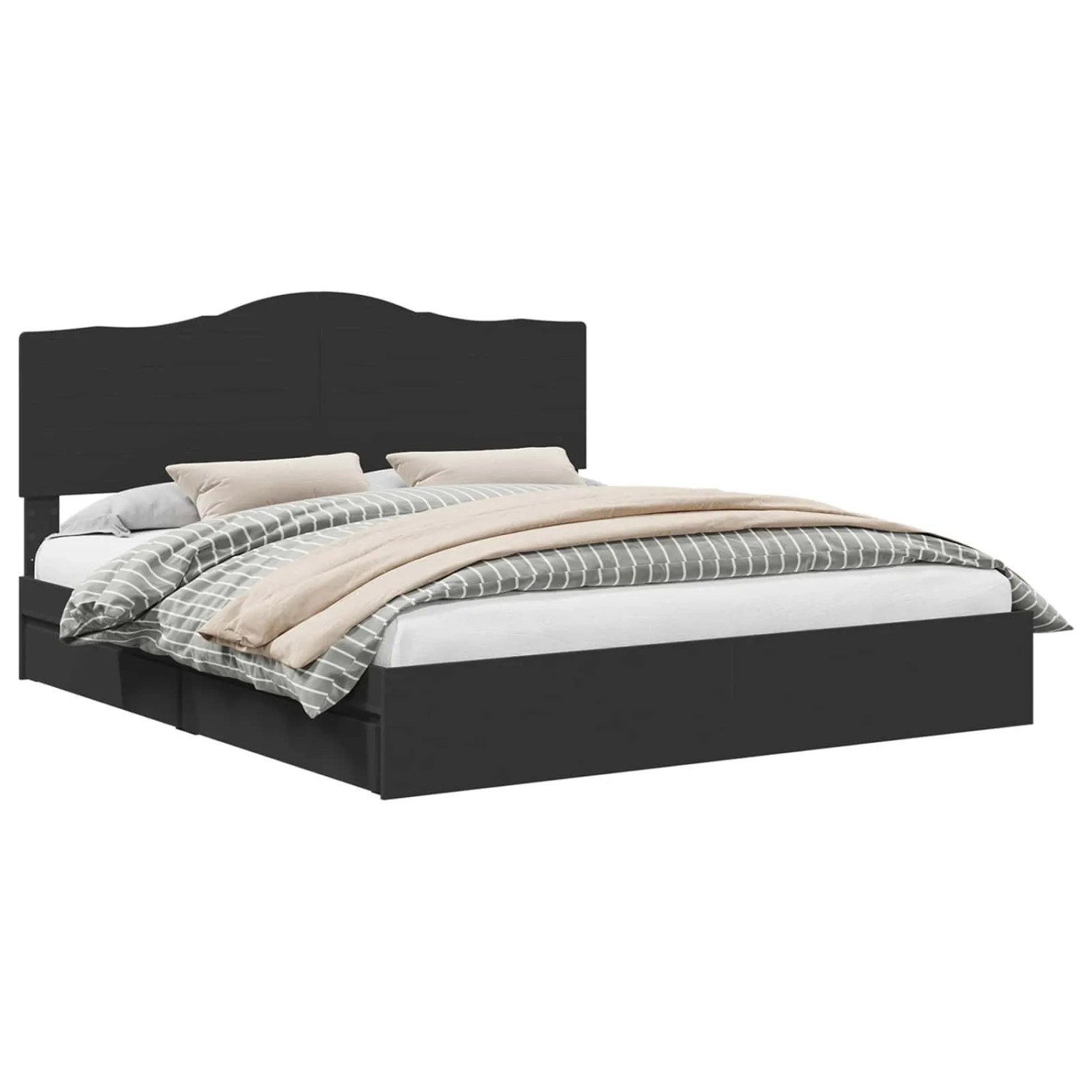 vidaXL Stauraumbett Schwarz 200 x 200 cm Holzwerkstoff 3413472 günstig online kaufen