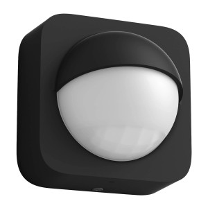 Schwarzer, kabelloser Philips Hue Motion Outdoor-Sensor Bewegungsmelder.