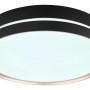 Schwarze, runde LED-Deckenleuchte Manni (Ø 38,5 cm) mit bronzefarbenem Ring. Dimmbar und mit Nachtlichtfunktion.
