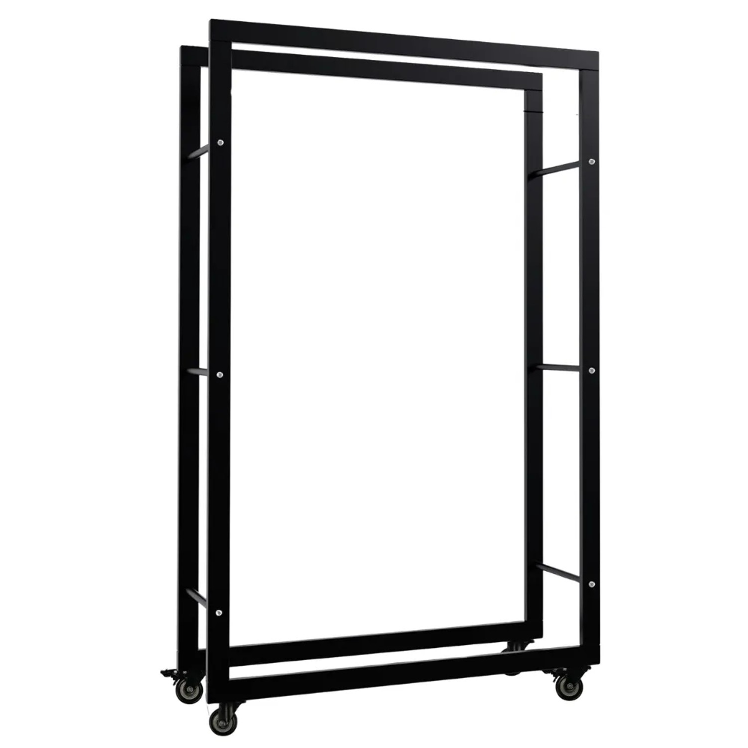 DELUKE Kaminholzregal Innen Metall SATLO Mit Rollen Brennholzregal Innen Kaminholzständer Feuerholzregal Schwarz 25x80x125cm