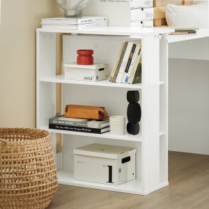 Weißer SoBuy Schreibtisch FWT35-W mit Schublade und Ablagen für Büro oder Arbeitszimmer.