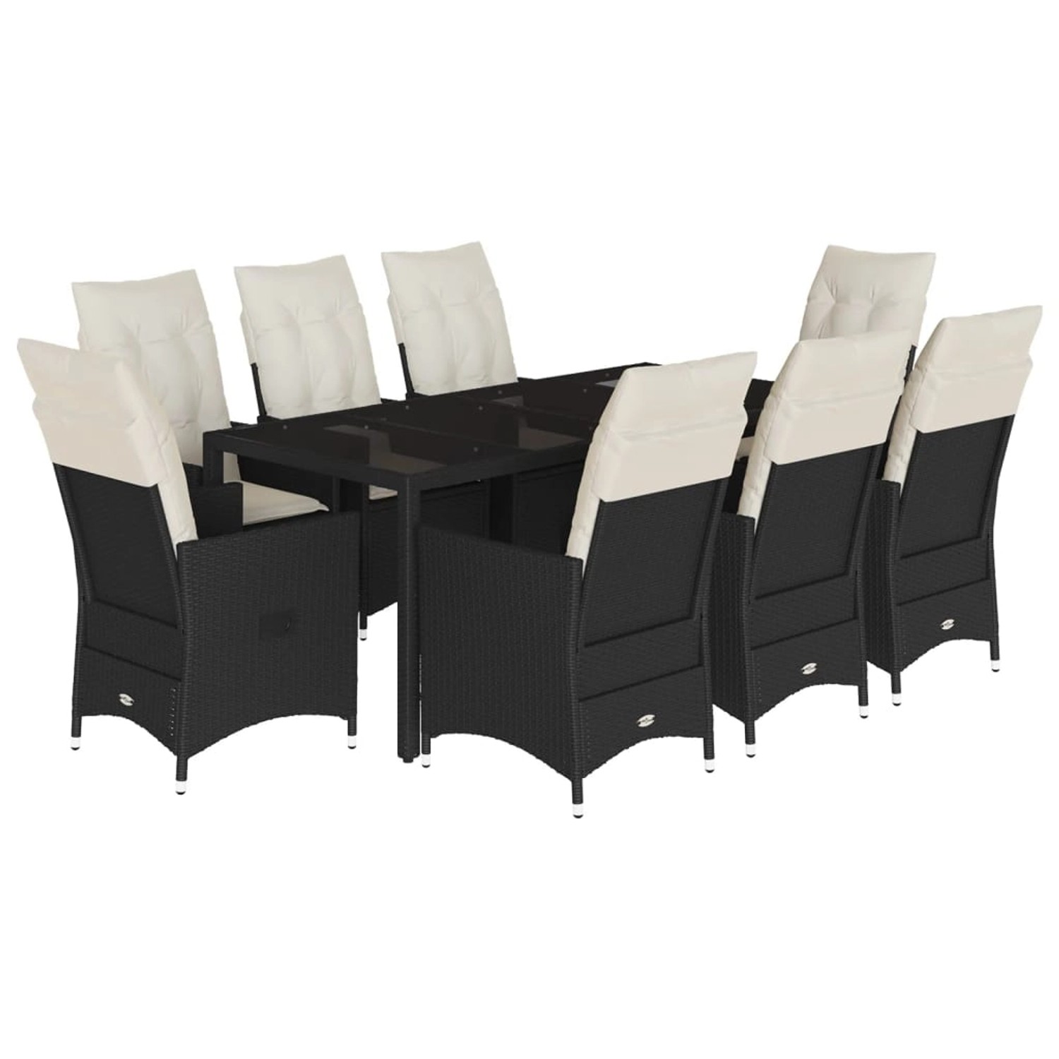 vidaXL 9-Tlg Garten-Essgruppe mit Kissen Schwarz Poly Rattan 3276698 günstig online kaufen