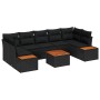 Schwarzes 8-teiliges Garten-Sofa-Set aus Poly Rattan mit Kissen und Tisch von vidaXL.