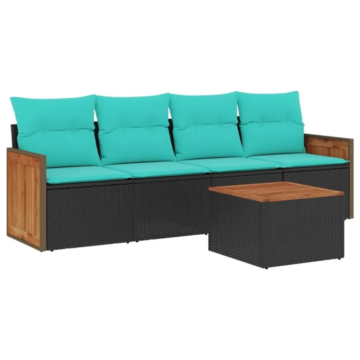 vidaXL 5-Tlg Gartensofa-Set mit Kissen Schwarz Polyrattan 3227457 günstig online kaufen