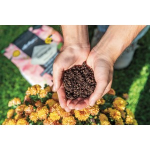 Lechuza Terrapon Pflanzsubstrat in Händen, torffrei für Kübel- & Außenpflanzen.