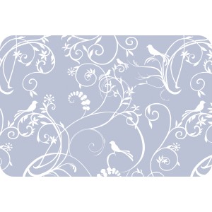 d-c-fix Tischset Alisa, 29x44 cm, hellblau mit weißem Vogel- und Pflanzenmuster.