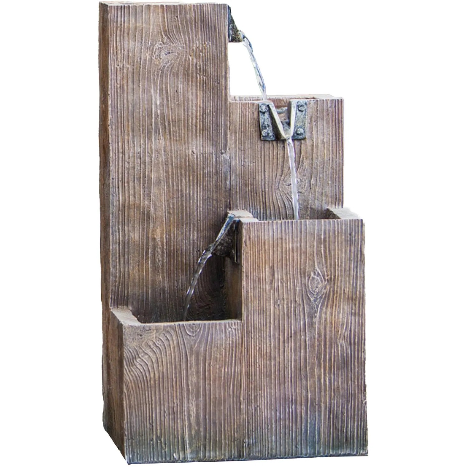 Gartenbrunnen Stufenbrunnen LED holzf