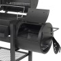 Detailansicht des El Fuego 3in1 Kombigrill Sierra, Holzkohle- und Gasgrill mit geöffneter Räucherkammer.