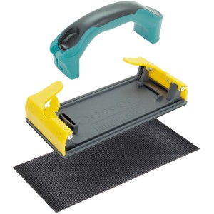 wolfcraft Handschleifer für Gipskarton, 115x280mm, mit 2-K-Griff und Schleifgitter.