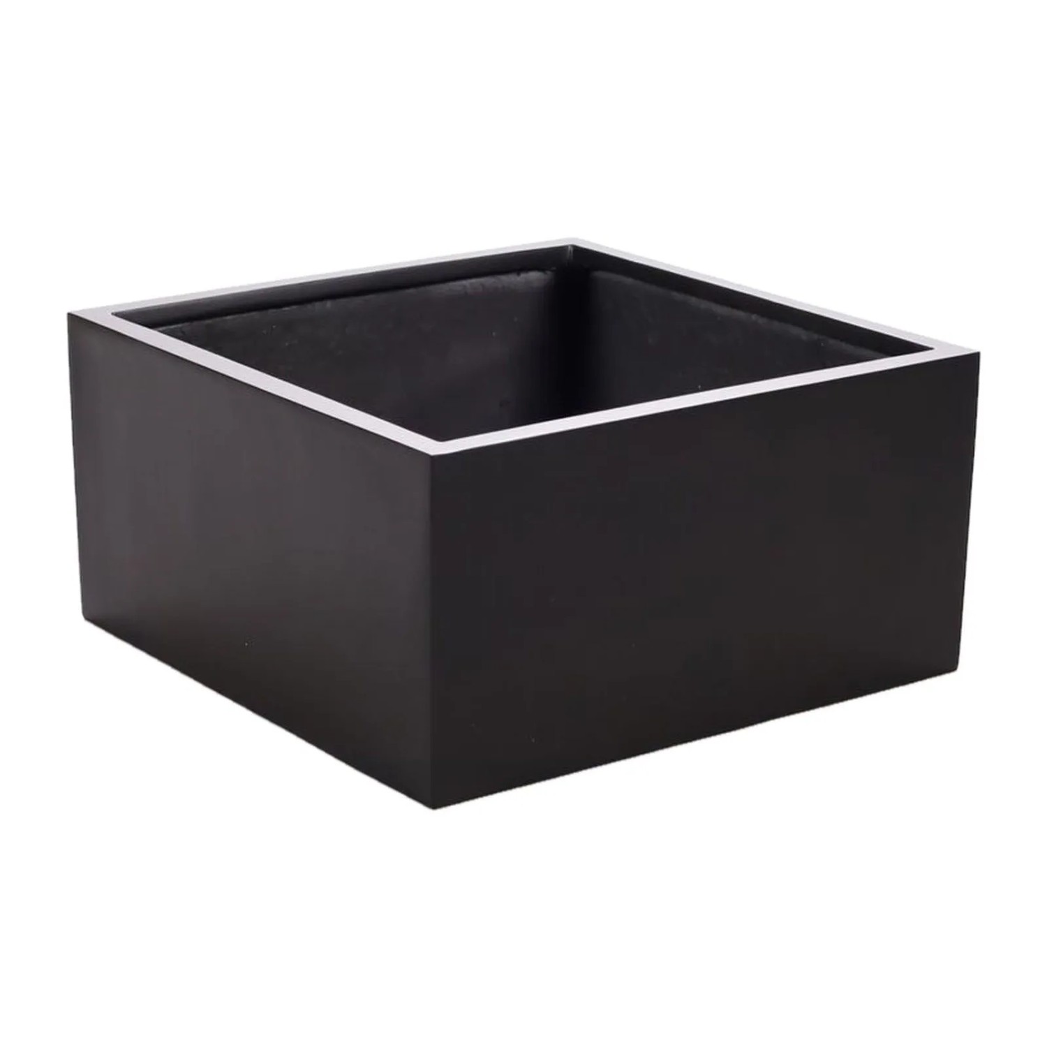 Elegant Einrichten Pflanzkübel Fiberglas Niedrige Quadratisch 60x60x30cm Schwarz-matt