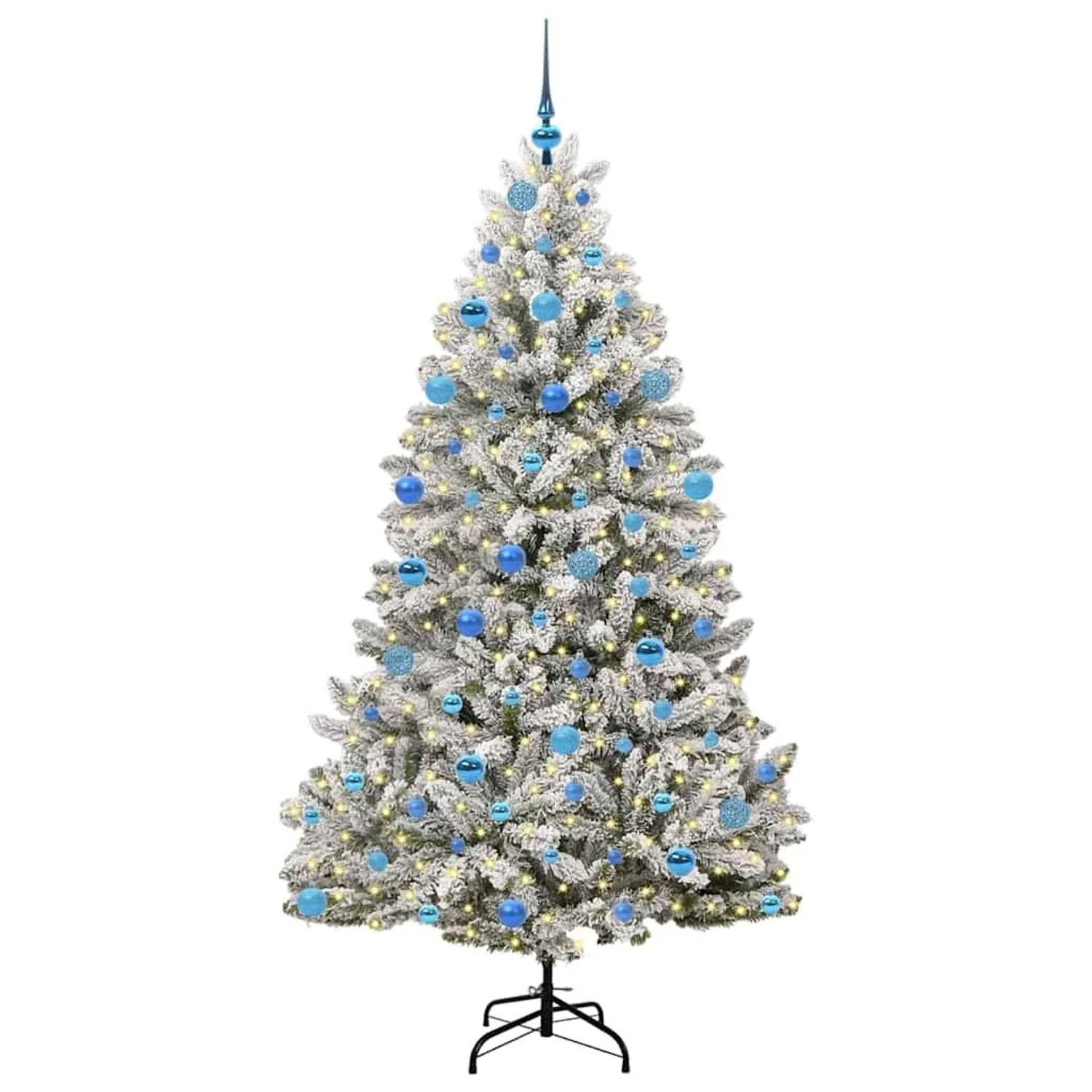 vidaXL Künstlicher Weihnachtsbaum Grün und Weiß 180 cm PVC und Metall 3395755