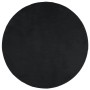 Schwarzer, runder Kurzflorteppich OVIEDO, Ø 200 cm. Weicher Teppich aus Polyester.