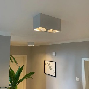 Rechteckiger, weißer QAZQA Design Spot mit 2 Lampen an der Decke.