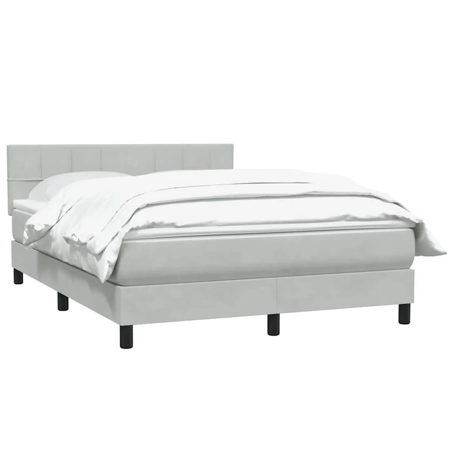 vidaXL Boxspringbett mit Matratze Hellgrau 160x220 cm Samt 3316263