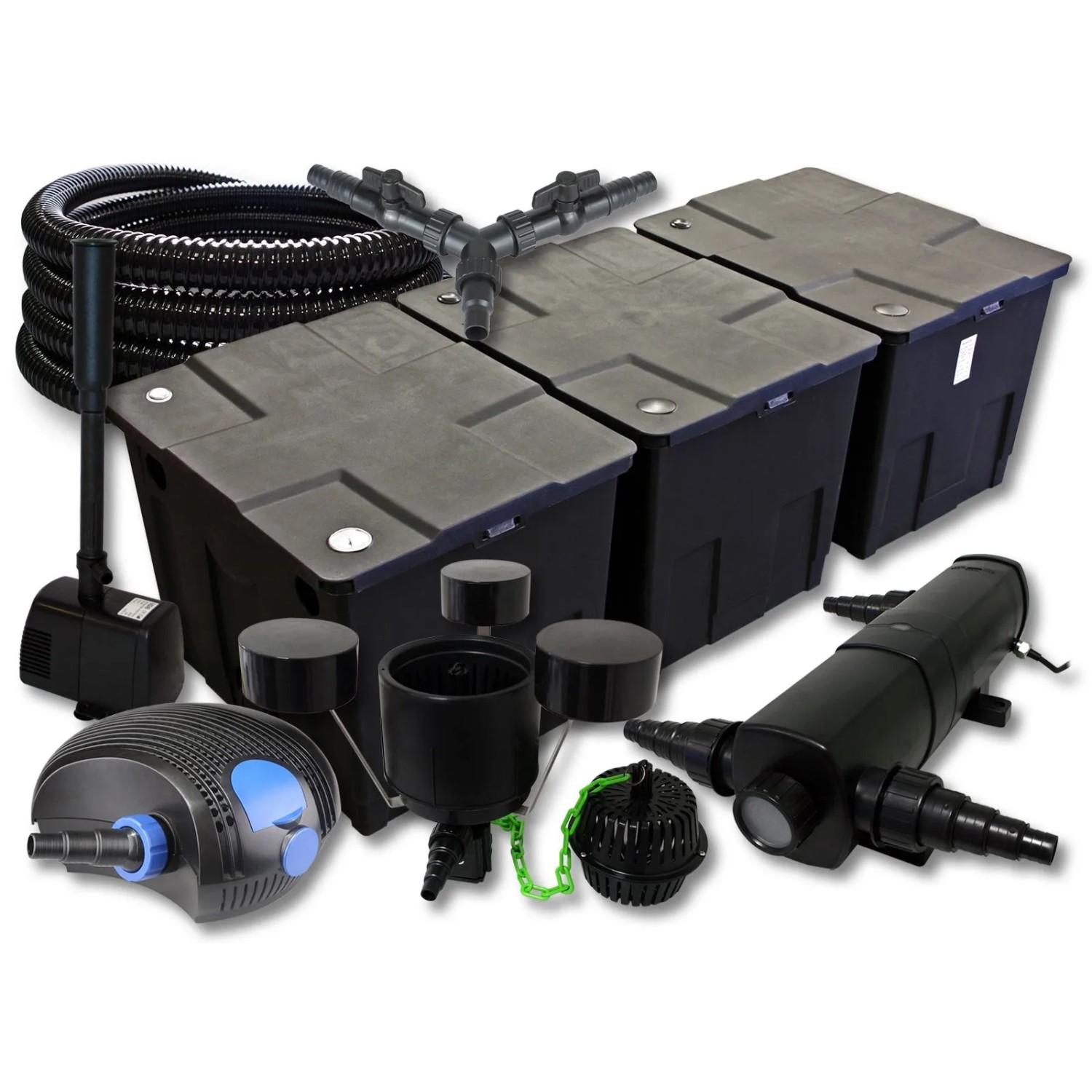 Sunsun Filter Set 90000L Teich 36W Uvc 100W Pumpe Schlauch Skimmer Springbrunnen