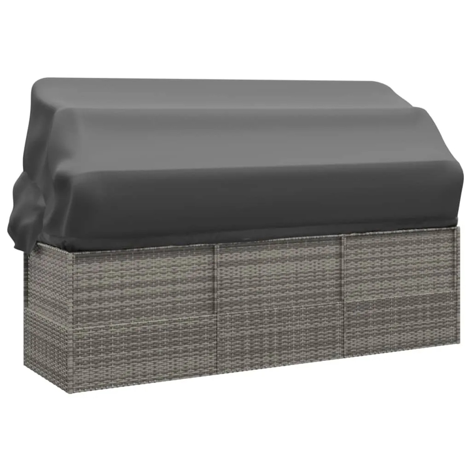 vidaXL Outdoor-Loungebett mit Dach und Kissen Grau Poly Rattan 319568_7