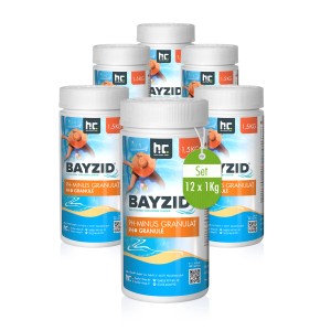 Bayzid pH Minus Granulat Pool, 12x1,5kg Set zur pH-Wert Senkung für Schwimmbadwasser.