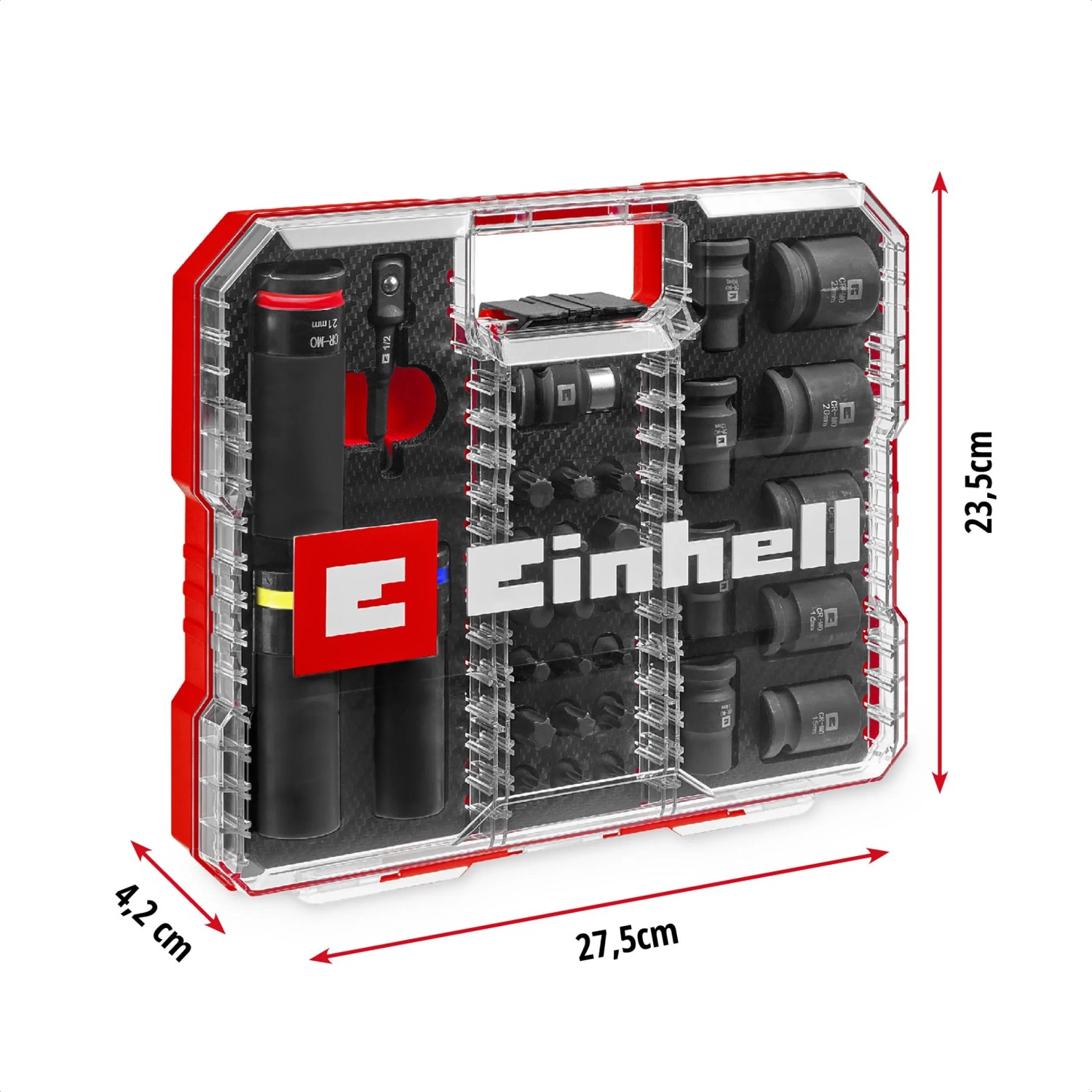 Einhell KFZ Impact Stecknuss Bit Set, 32-teilig im XL Case, Werkzeugkoffer für KFZ Reparaturen.