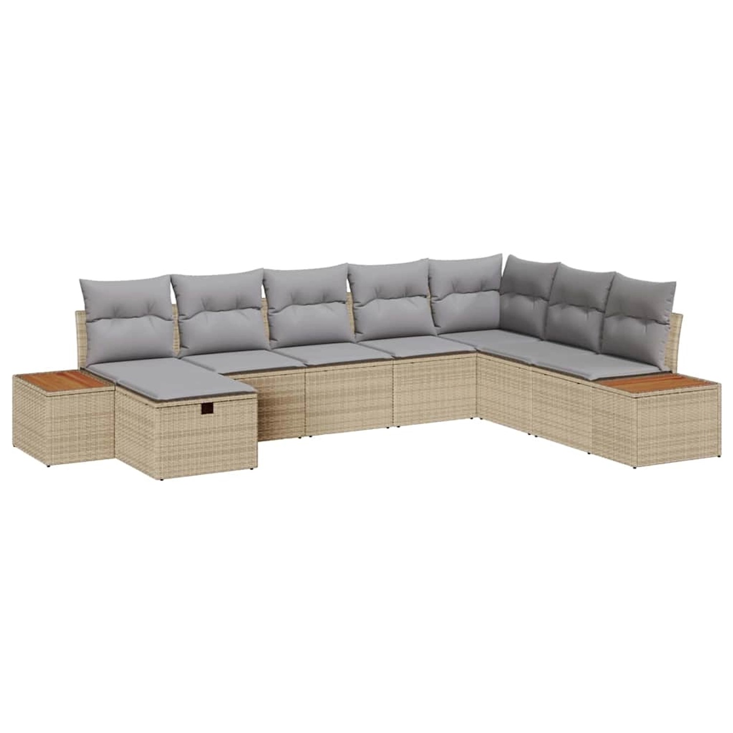 vidaXL 8-Teiliges Gartensofaset mit Kissen in Beige aus Poly Rattan 3359657 günstig online kaufen