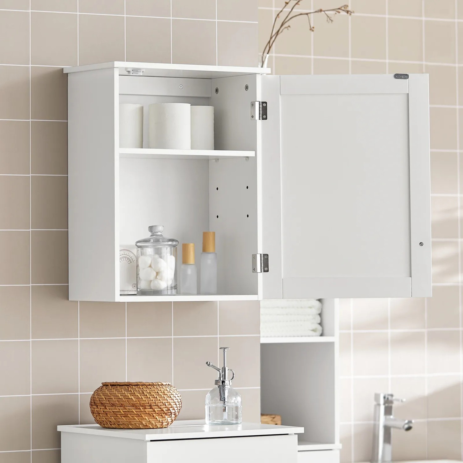 SoBuy Hängeschrank Bad BZR19-W Weiß kaufen bei OBI