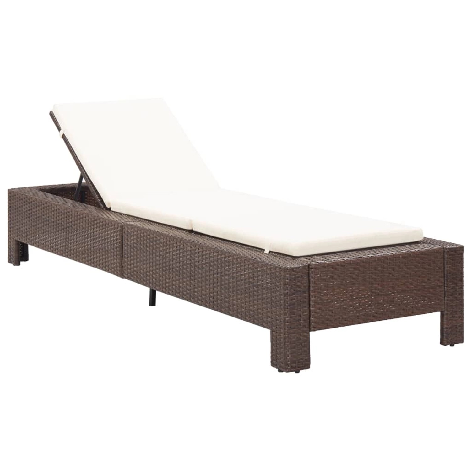 furnicato Sonnenliege mit Auflage Braun Poly Rattan