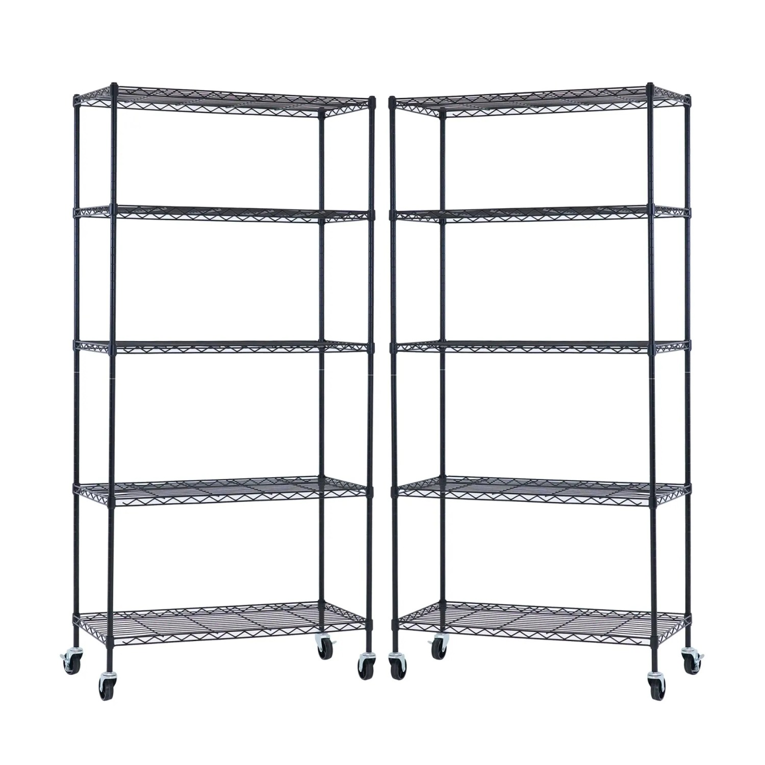 PROREGAL Mega Deal 2X Gitterregal HADES Mit Rollen & 5 Gitterböden Metall 180x90x40cm Fachlast 75kg Metallregal Schwarz  Küchenregal Aufbewahrung