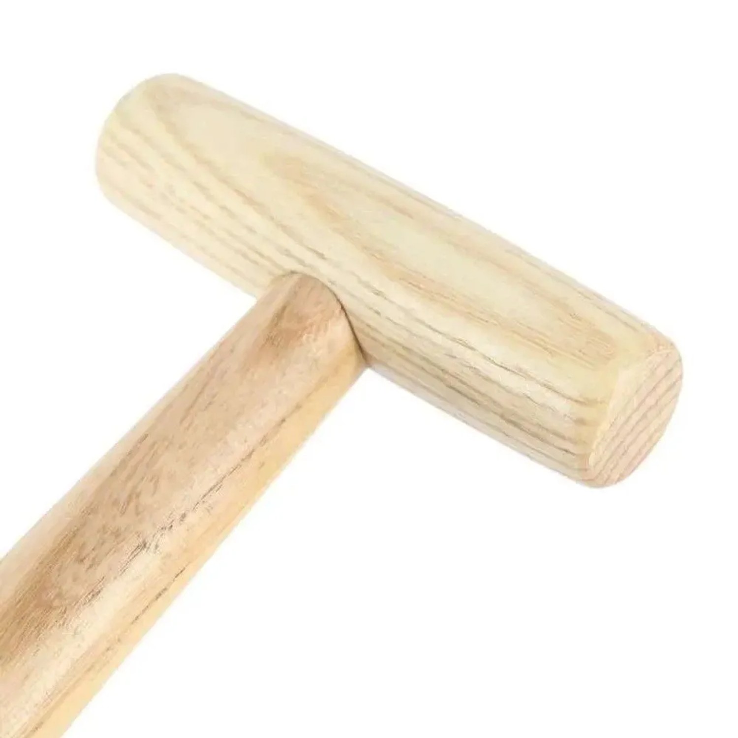 Galaflor Pflanzholz: Detailansicht des T-Griffs aus hellem Holz. Robustes Gartenhandgerät für Blumenzwiebeln.