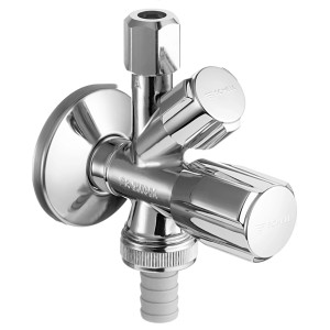 Schell Kombi-Eckventil DN15 mit Rückflussverhinderer und Schlauchverschraubung, verchromt.