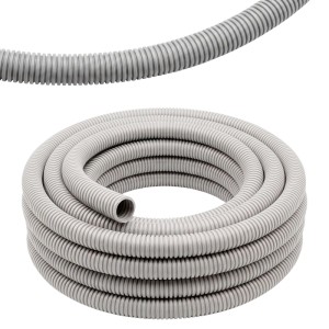 EDO Wellrohr Isolierrohr Halogenfrei 25/18,5 mm 50 m Hellgrau 320 N UV-beständig