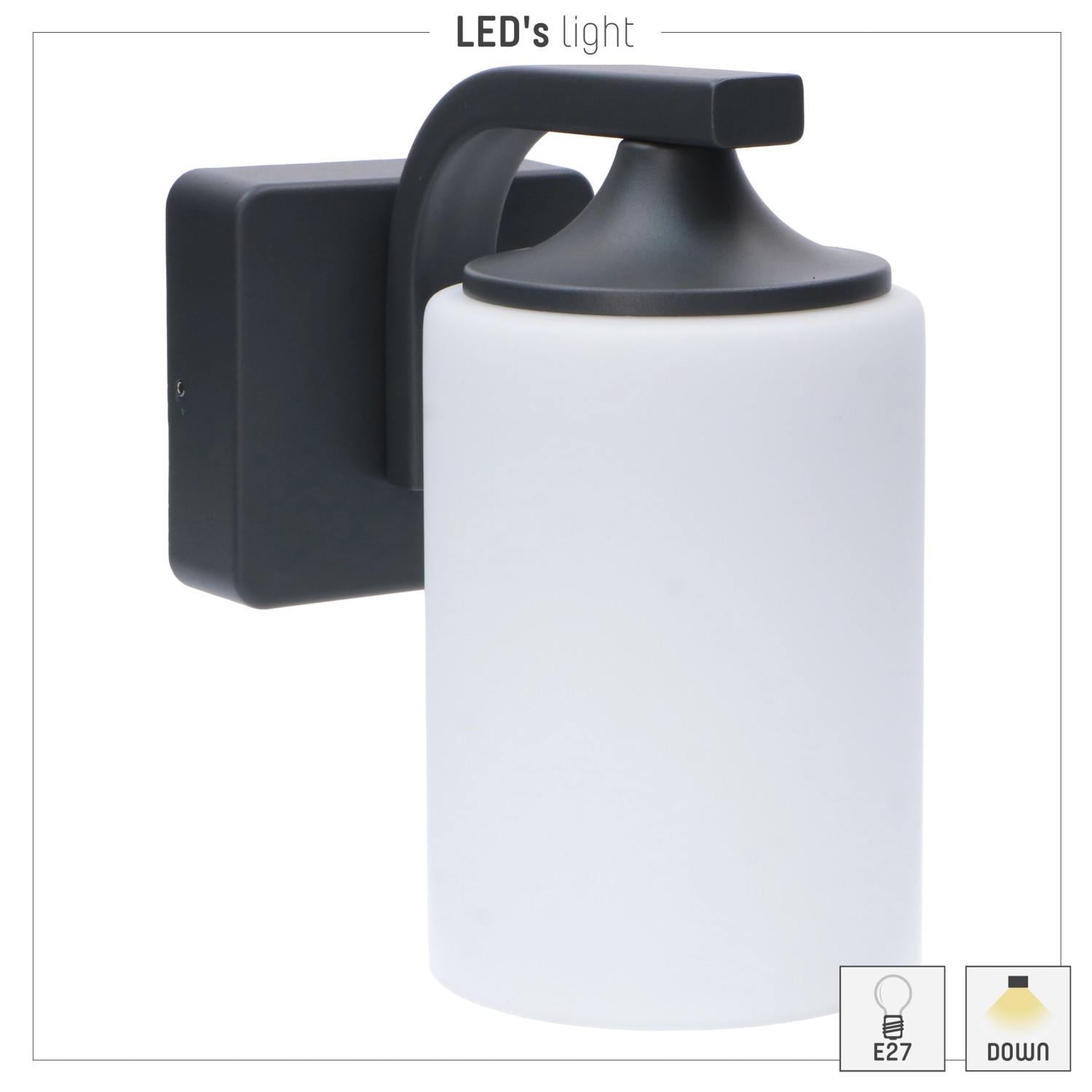 Moderne LED`s light Außenwandleuchte, 1-flammig, in Anthrazit mit zylindrischem Lampenschirm.