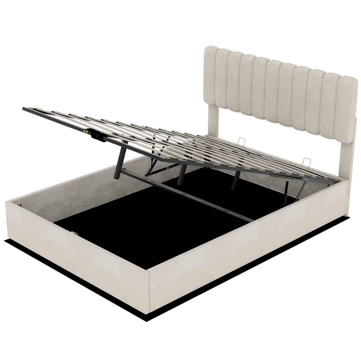 okwish Polsterbett 140x200cm mit Hydraulik Stauraum Schlafzimmer Beige ohne Matratze