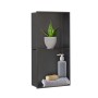 Schwarze Dalsys Wandnische aus Edelstahl 30x60x12cm mit Pflanze, Seife und Handtuch.