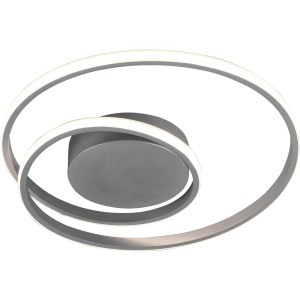 Moderne, titanfarbene LED-Deckenleuchte Zibal mit geschwungenem Design für Wohnräume.