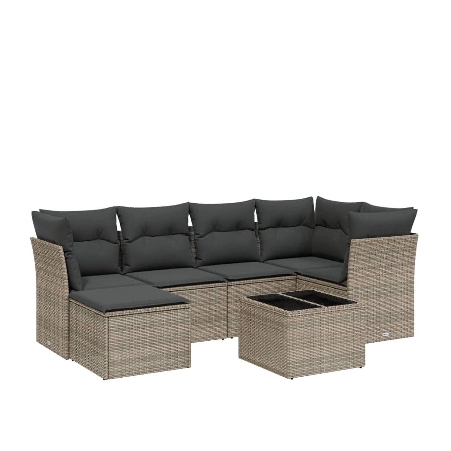 vidaXL 7-Tlg Garten-Sofagarnitur mit Kissen Grau Poly Rattan 3263186 günstig online kaufen