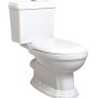 Weißes Kerra Retro Stand WC aus Keramik mit Softclosing Sitz und niedrigem Spülkasten im klassischen Design.