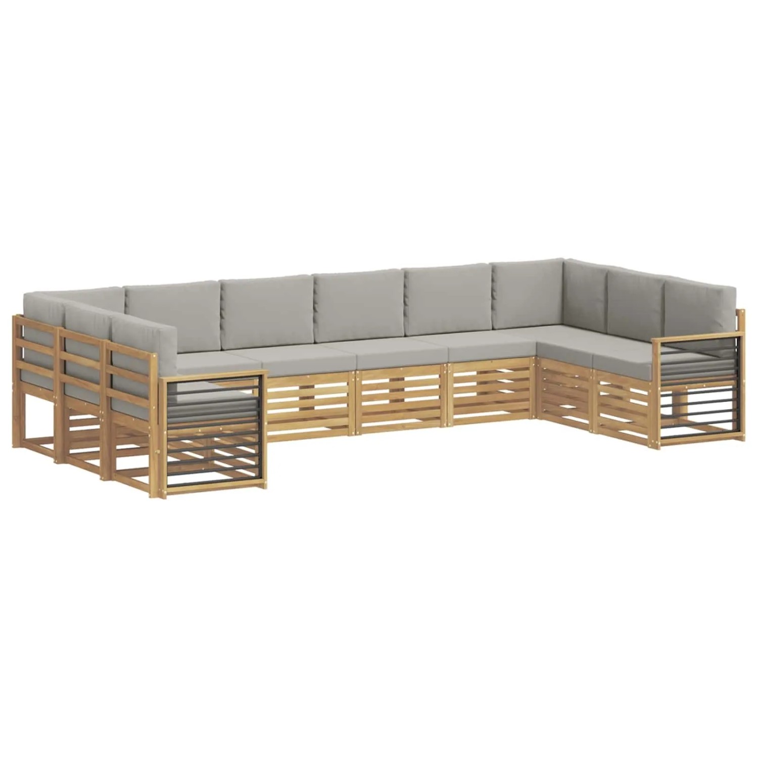 vidaXL Ecksofa Set 10 Stk Weiß und Hellgrau 363 x 187,5 x 73 cm 3392596
