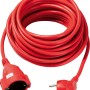 Rotes Verlängerungskabel, 10 m, mit Schutzkontaktstecker und Kupplung.