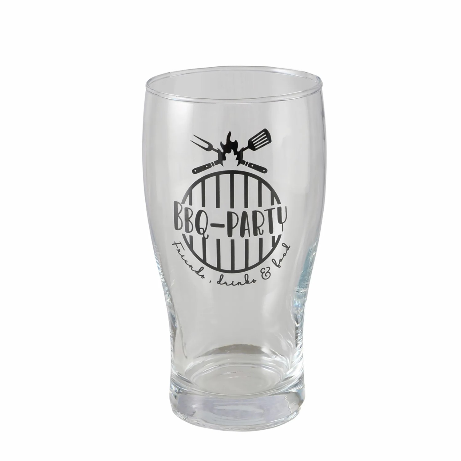 Bierglas mit BBQ-Party Druck, Boltze, 550ml, für Grillabende.