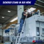 PROREGAL Anlegeleiter mit Traverse, 8 Sprossen, Aluminium, im Einsatz.