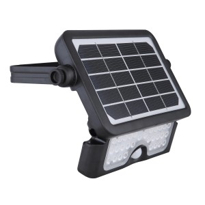 Schwarze Globo Solarleuchte mit Sensor, 3,4 cm, für den Außenbereich.