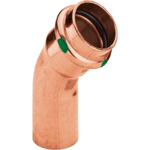 Viega Profipress Bogen, 45 Grad, Ø 22 mm, aus Kupfer für Pressfittings.