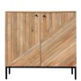 MCW Highboard L95 aus Mangoholz, 86x90x43cm, mit 2 Türen und schwarzen Metallfüßen.