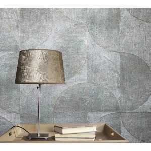 Marburg Vliestapete Vintage Deluxe mit geometrischem Muster in Grau-Blau.