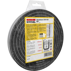 Soudal Fugendichtband Soudaband BG1, 20/9-20 mm, Rolle mit 3,3 m, zur Abdichtung von Bauanschlussfugen.