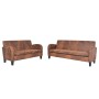 Braunes 2-tlg. Sofa-Set in Wildleder-Optik: 2-Sitzer und 3-Sitzer Ledersofas.