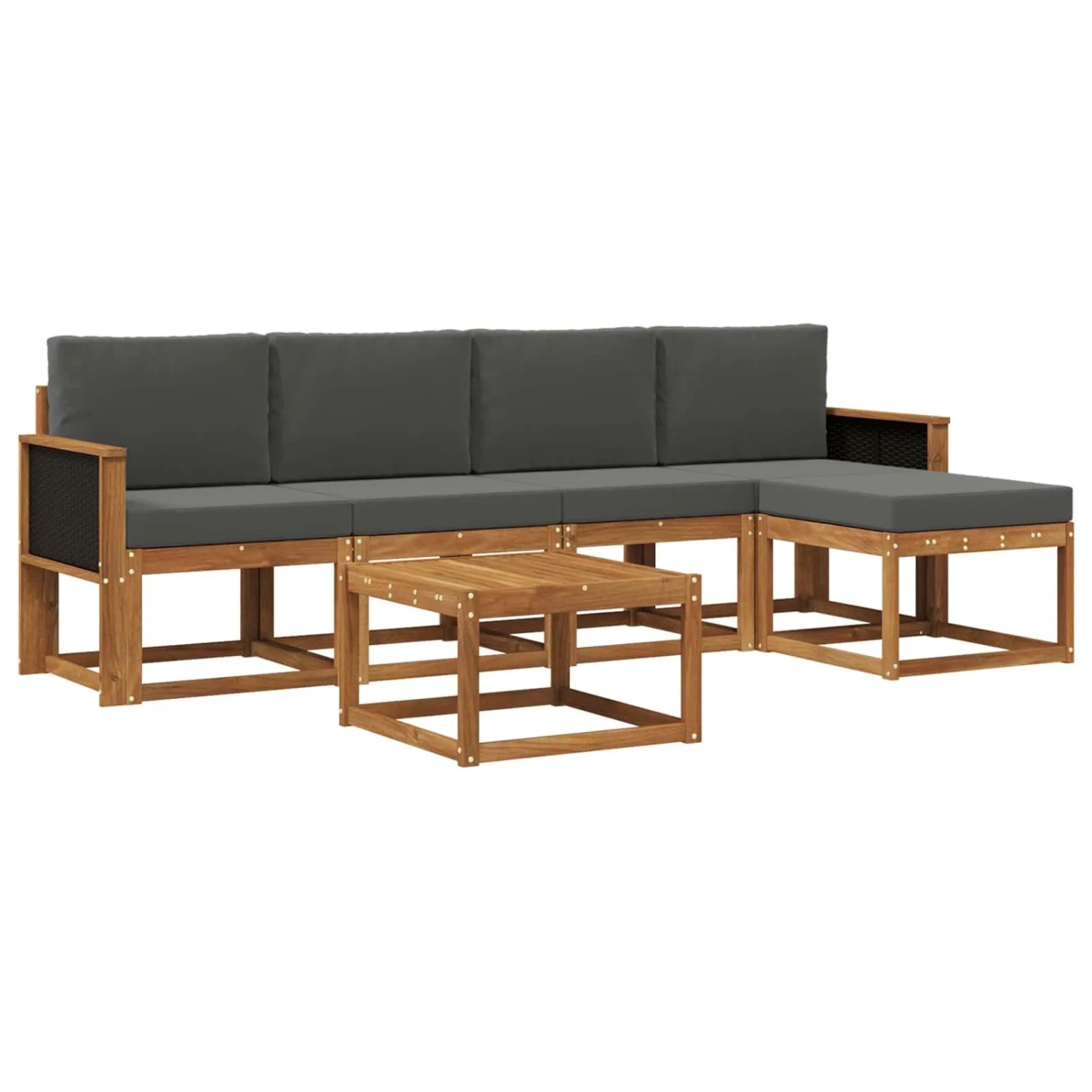 vidaXL Outdoor-Sofagarnitur 6 Stk Natur und Anthrazit Polyester 3385143