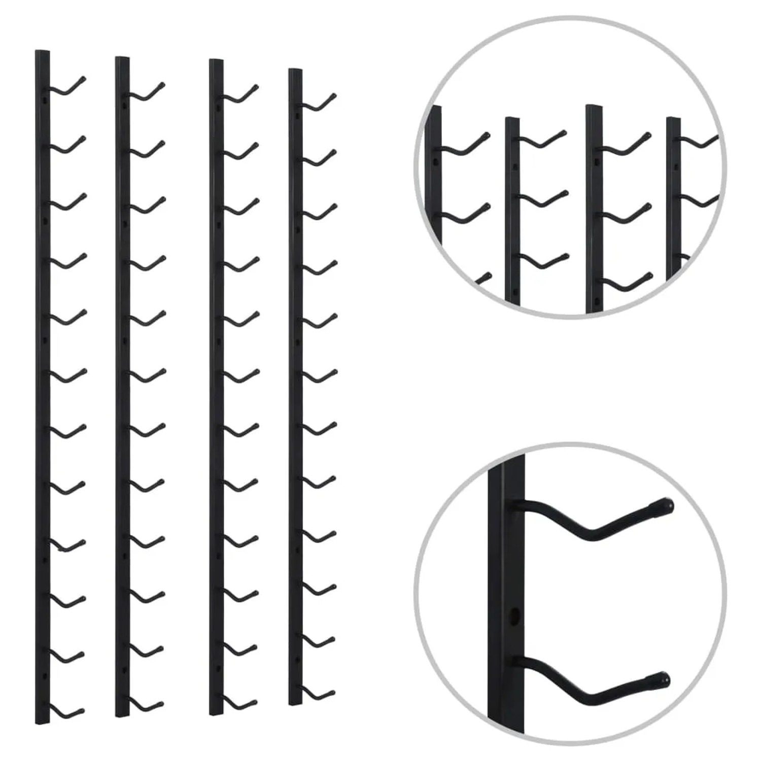 VidaXL Wand-Weinregale, 2er Set, Schwarz, für je 12 Flaschen, aus pulverbeschichtetem Eisen.