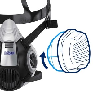 Dräger X-plore 3300 Atemschutz Halbmaske: Bajonettverschluss für schnellen Filterwechsel.